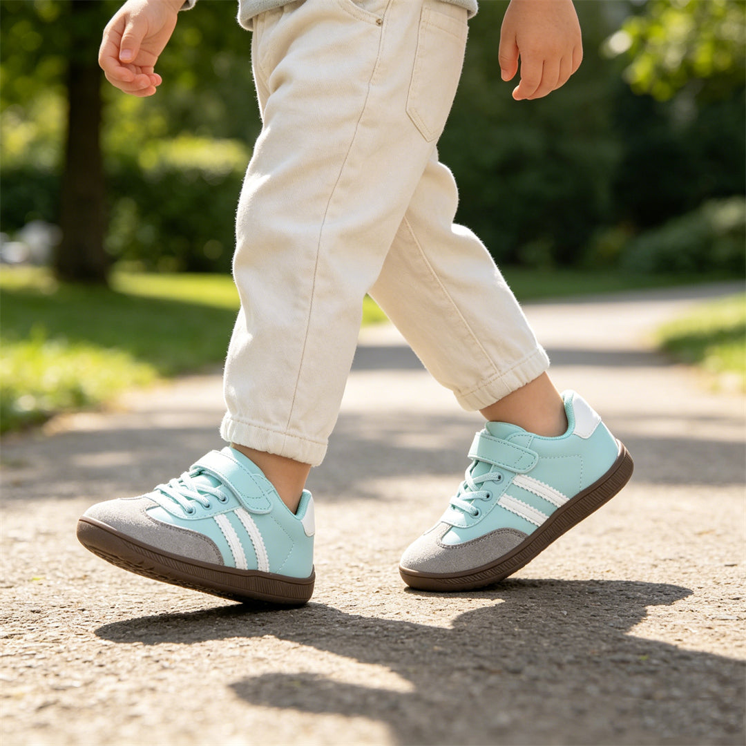 ZZFABER Kids Soft Fiber Leather Sneakers Boys Girls Wide Toe Barefoot Shoes Comfortable Casual Shoes