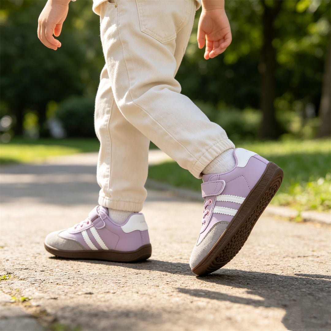 ZZFABER Kids Soft Fiber Leather Sneakers Boys Girls Wide Toe Barefoot Shoes Comfortable Casual Shoes