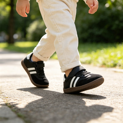 ZZFABER Kids Soft Fiber Leather Sneakers Boys Girls Wide Toe Barefoot Shoes Comfortable Casual Shoes