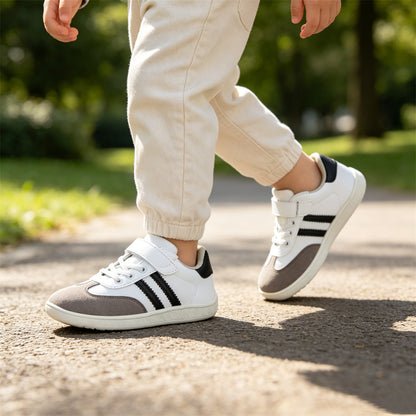 ZZFABER Kids Soft Fiber Leather Sneakers Boys Girls Wide Toe Barefoot Shoes Comfortable Casual Shoes