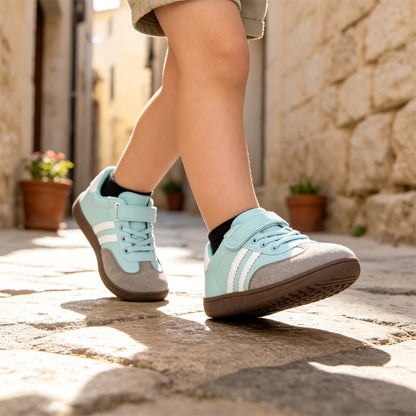 ZZFABER Kids Soft Fiber Leather Sneakers Boys Girls Wide Toe Barefoot Shoes Comfortable Casual Shoes
