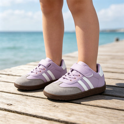 ZZFABER Kids Soft Fiber Leather Sneakers Boys Girls Wide Toe Barefoot Shoes Comfortable Casual Shoes