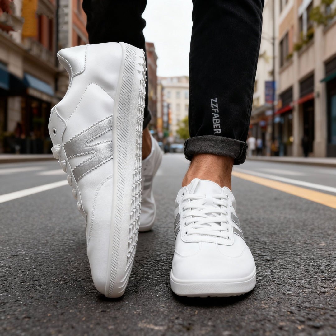 ZZFABER Unisex Flexible Fiber Leather Sneakers Casual Barefoot Shoes For Women Men - Love Zzfaber