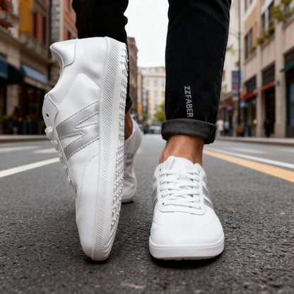 ZZFABER Unisex Flexible Fiber Leather Sneakers Casual Barefoot Shoes For Women Men - Love Zzfaber